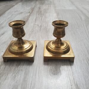 2 Vintage Brass Candlesticks Candle Holders Decor 3.5"